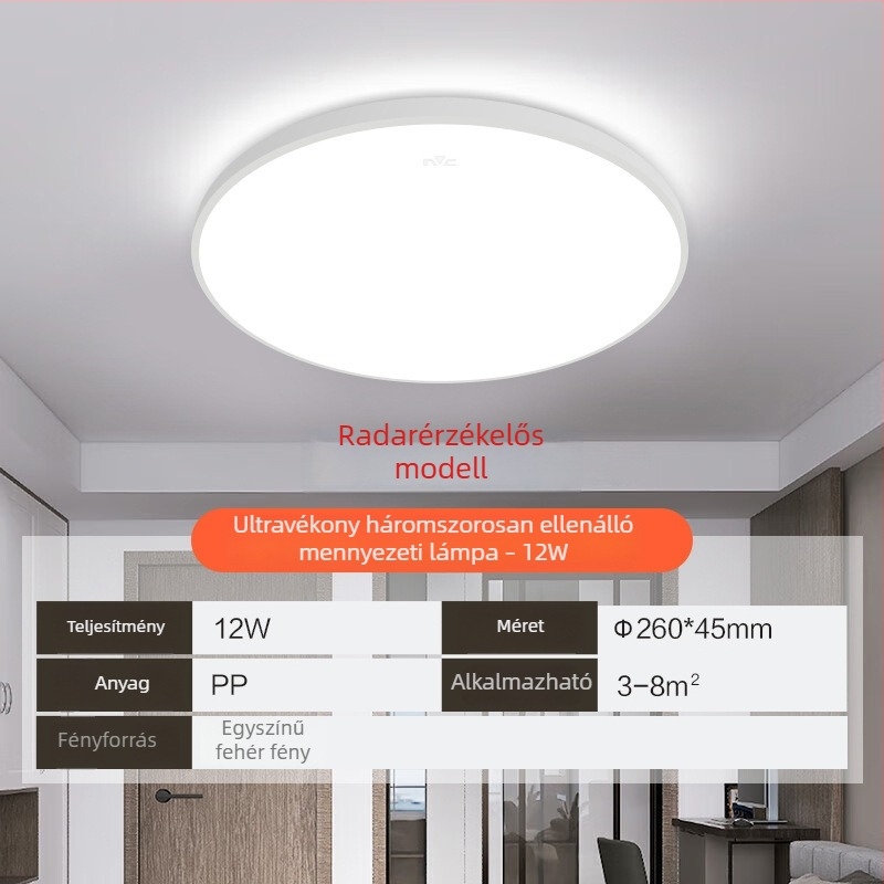 LED kör alakú mennyezetlámpa erkélyre és hálószobába, modern minimalista kialakítás, ideális folyosókhoz