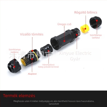 Kültéri LED világításhoz IP68 vízálló nylon terminálblokk és kábelcsatlakozó