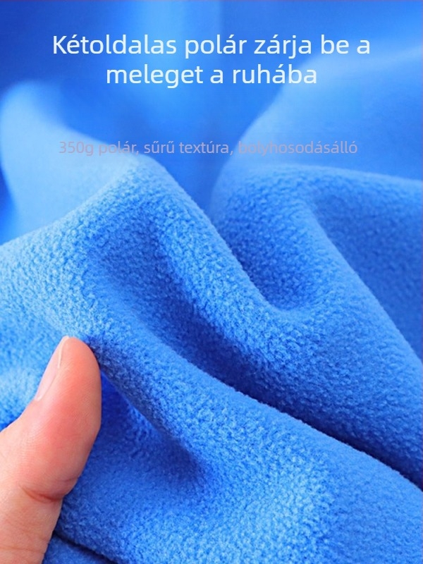Gyerekeknek készült fleecével bélelt vastag kabát, álló gallér, hosszú ujjú, egyszínű