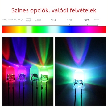 F5 5mm LED gyöngyök, átlátszó gömbfej, RGB, gyors és lassú villogás, nagy fényerő