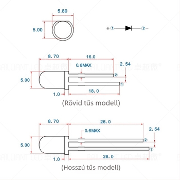 F5 5 mm fehér LED gömb, 3V magas fényerő, Sanan chip