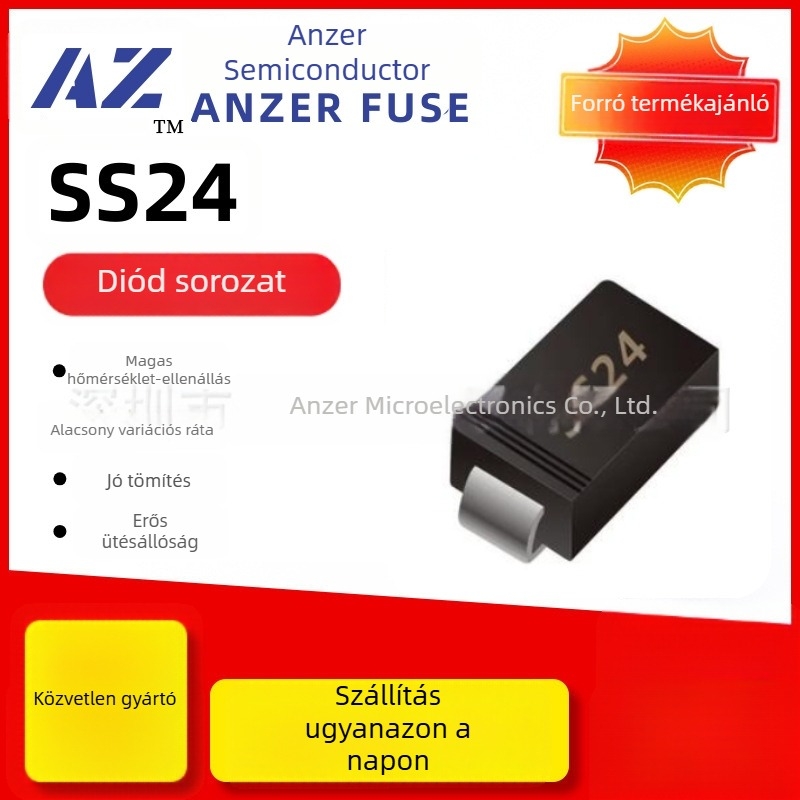Schottky dióda, SMD, SS24, 2A 40V, SMA, SMAF és SMB csomagolások, jelölés SS24/SK24