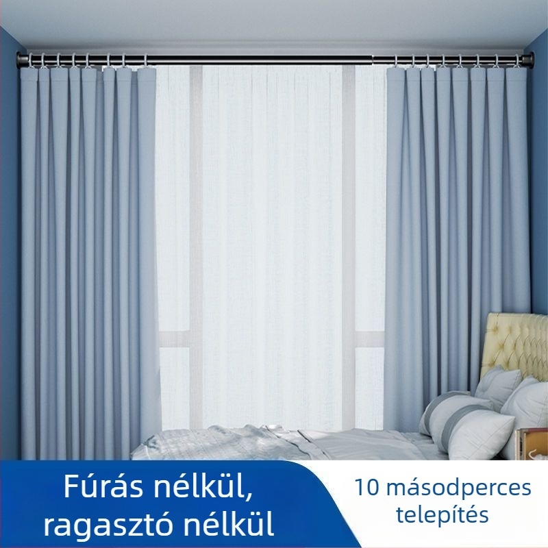 Fúrás nélküli teleszkópos függönyrúd erkélyre és fürdőszobába, beltéri ruhaszárító rúd
