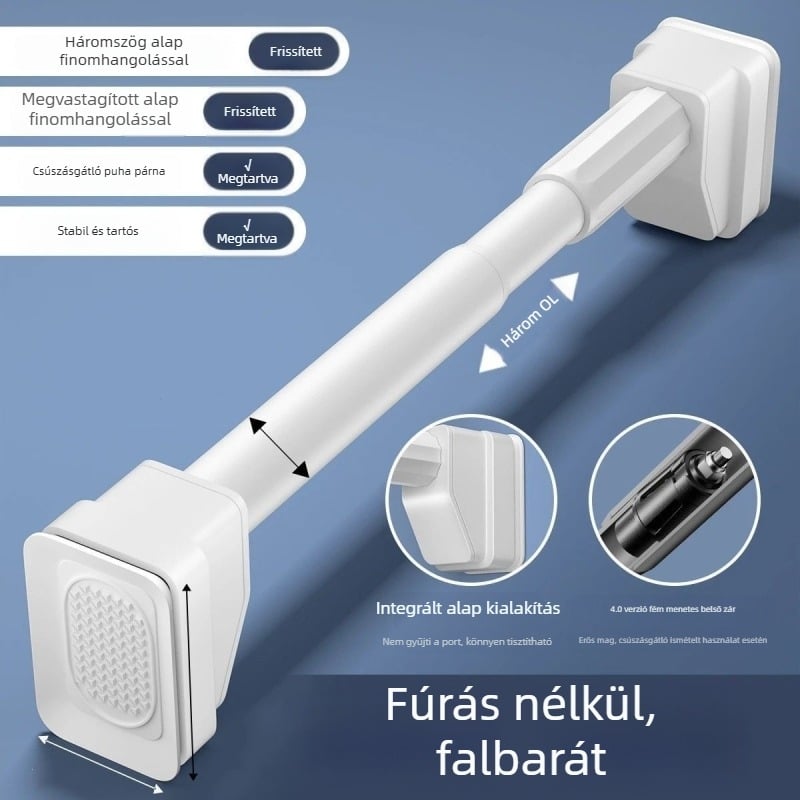 Fúrás nélküli teleszkópos függönyrúd erkélyre és fürdőszobába, beltéri ruhaszárító rúd