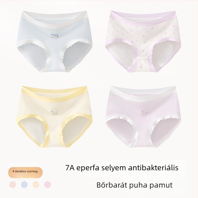 Lányoknak készült pamut alsónemű, Class A, 9–12 év, ősz-tél, középmagas derekú, kényelmes fehérnemű, amely nem gördül fel