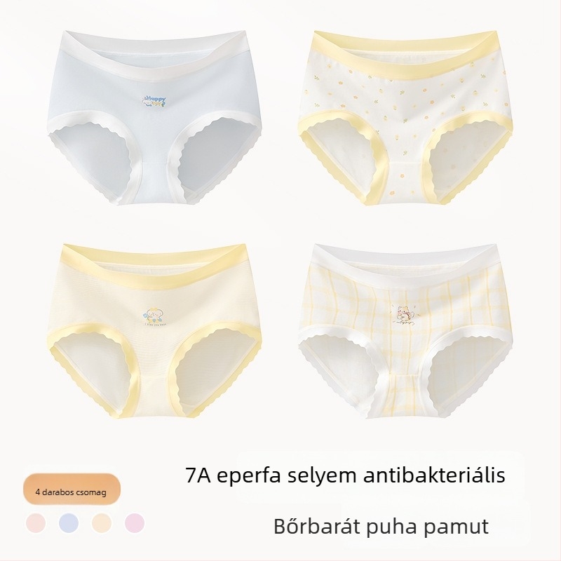 Lányoknak készült pamut alsónemű, Class A, 9–12 év, ősz-tél, középmagas derekú, kényelmes fehérnemű, amely nem gördül fel