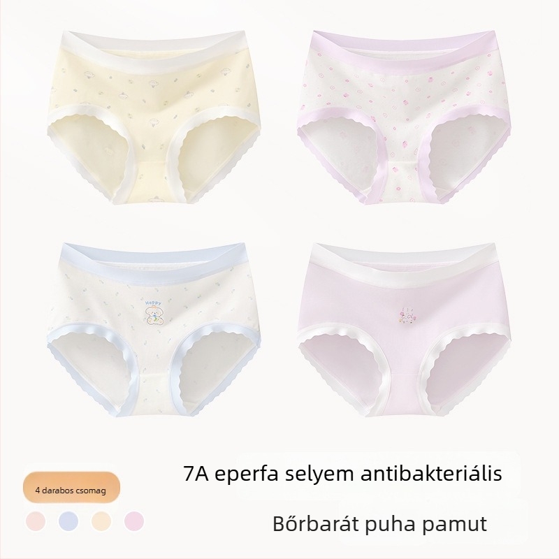 Lányoknak készült pamut alsónemű, Class A, 9–12 év, ősz-tél, középmagas derekú, kényelmes fehérnemű, amely nem gördül fel