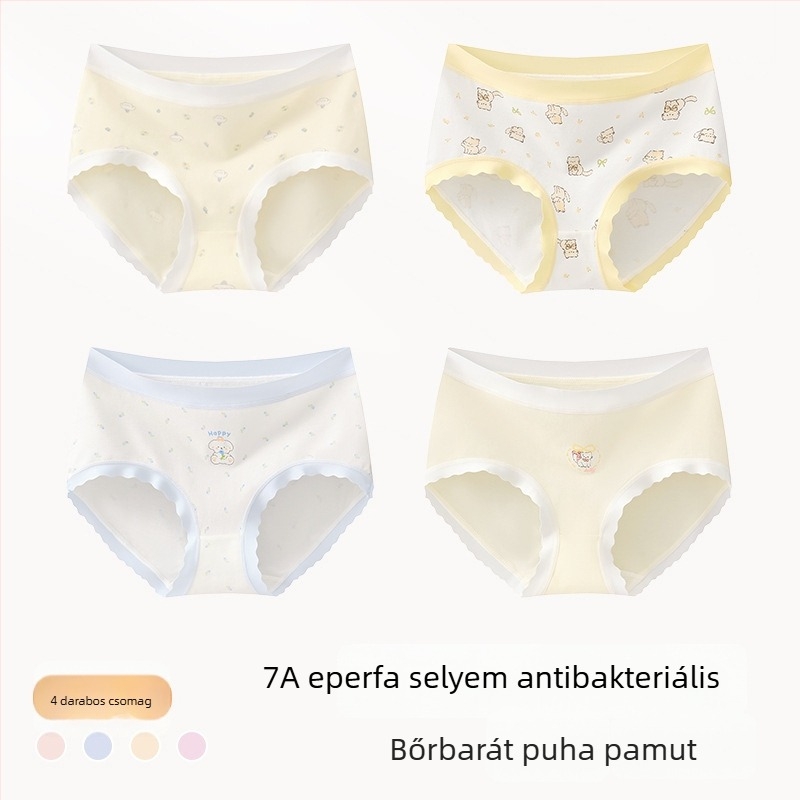 Lányoknak készült pamut alsónemű, Class A, 9–12 év, ősz-tél, középmagas derekú, kényelmes fehérnemű, amely nem gördül fel