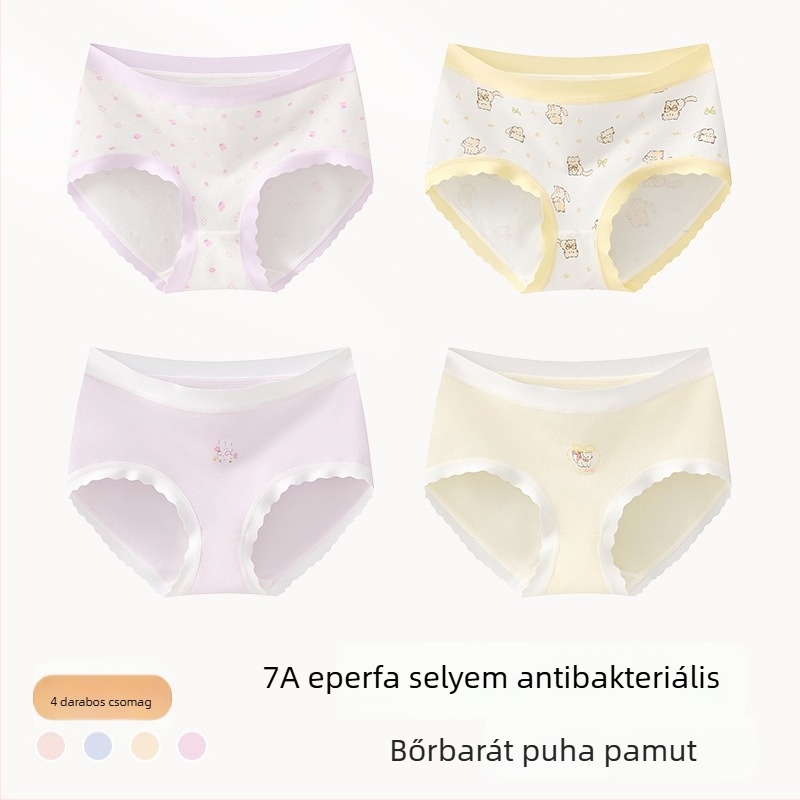 Lányoknak készült pamut alsónemű, Class A, 9–12 év, ősz-tél, középmagas derekú, kényelmes fehérnemű, amely nem gördül fel