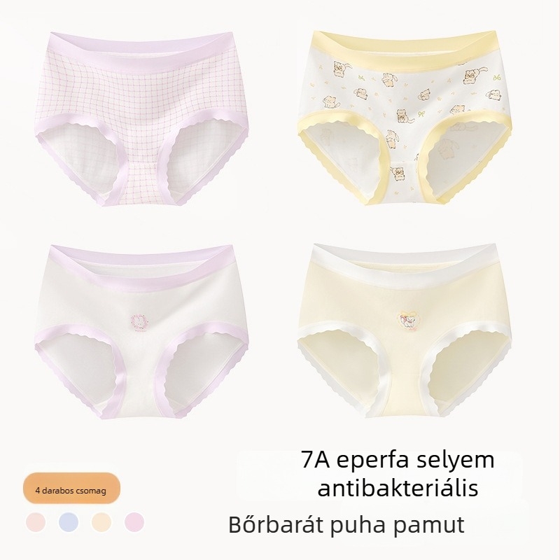 Lányoknak készült pamut alsónemű, Class A, 9–12 év, ősz-tél, középmagas derekú, kényelmes fehérnemű, amely nem gördül fel