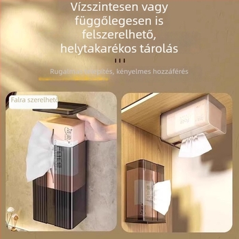 Fúrás nélkül: nedves törlőkendő tároló doboz fürdőszobában, falra szerelhető, skandináv stílusú, vécépapírtartó doboz, megfizethető luxus