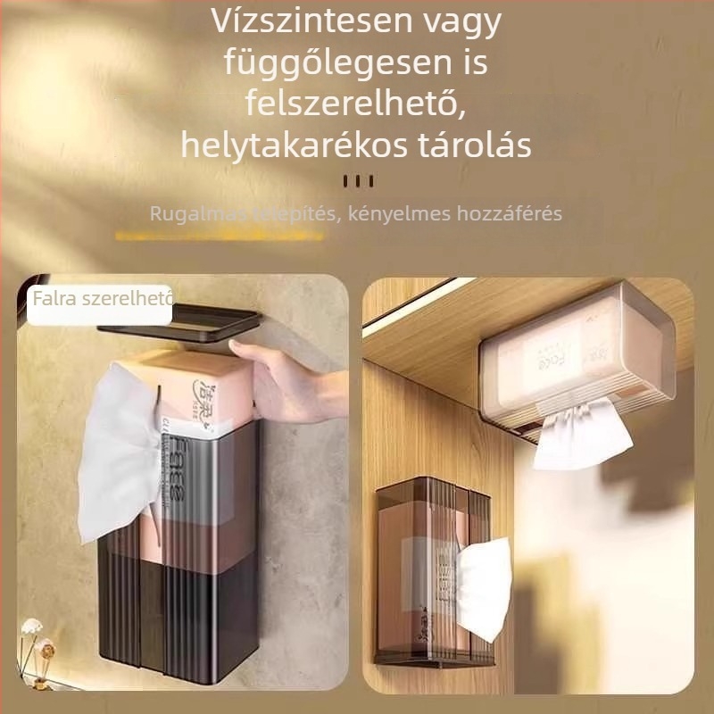 Fúrás nélkül: nedves törlőkendő tároló doboz fürdőszobában, falra szerelhető, skandináv stílusú, vécépapírtartó doboz, megfizethető luxus