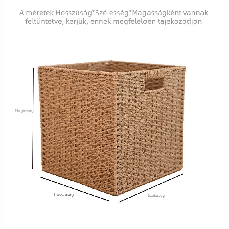 Kalake kockás tárolókosár, imitált rattan, otthoni rendező harapnivalókhoz és játékokhoz