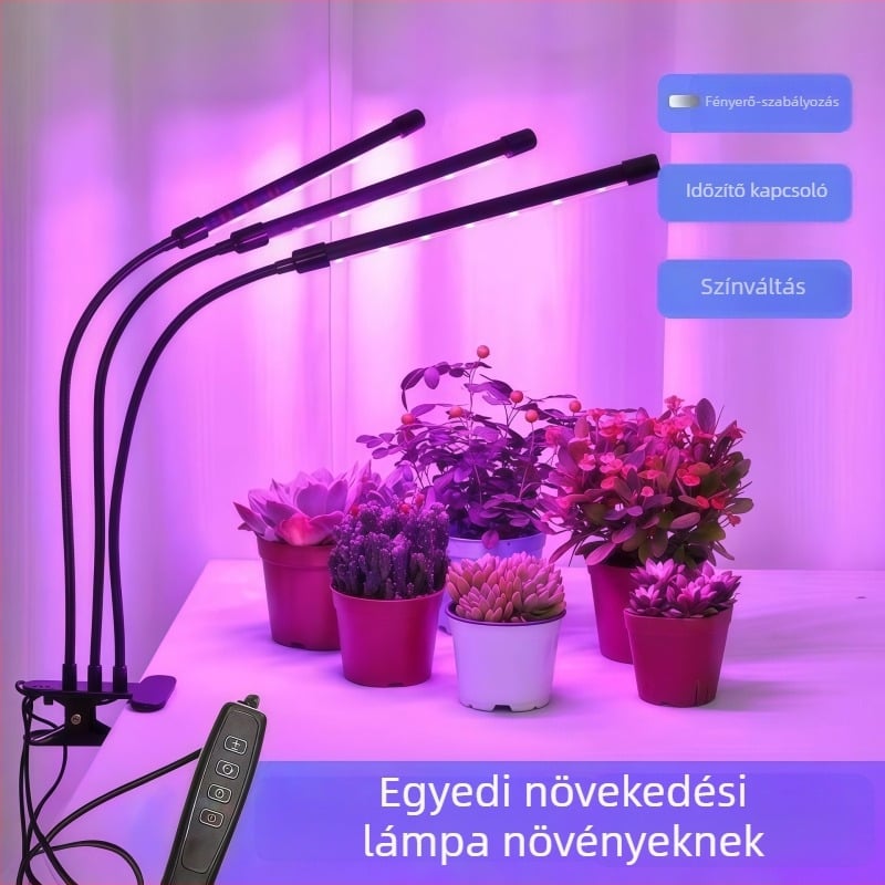 LED növények növesztő lámpa, teljes spektrummal, időzítővel, palántákra, sukulentákra és virágokra