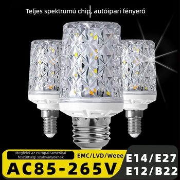 LED kukoricalámpa E14/E27/B22 alapokkal, mennyezeti csillárvilágítás, nagy fényerő, három fényhőmérséklet, energiatakarékos