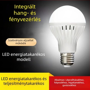 LED lámpa E27-es foglalattal, hang- és fényérzékelésre épített vezérlés, folyosó mozgásérzékelővel, energiatakarékos, otthoni használatra