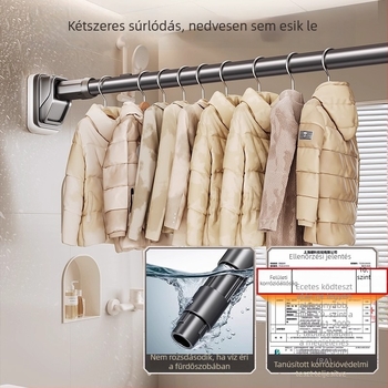 Teleszkópos ruhaszárító rúd, erkélyre és fürdőszobába, ruhatartó rúd a szekrényhez és függönyökhöz, vastagított változat