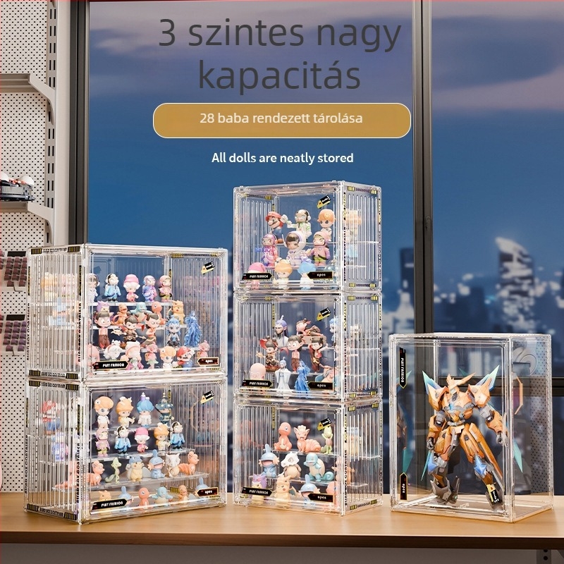 Átlátszó akril vitrín a blind boxok és figurák tárolásához