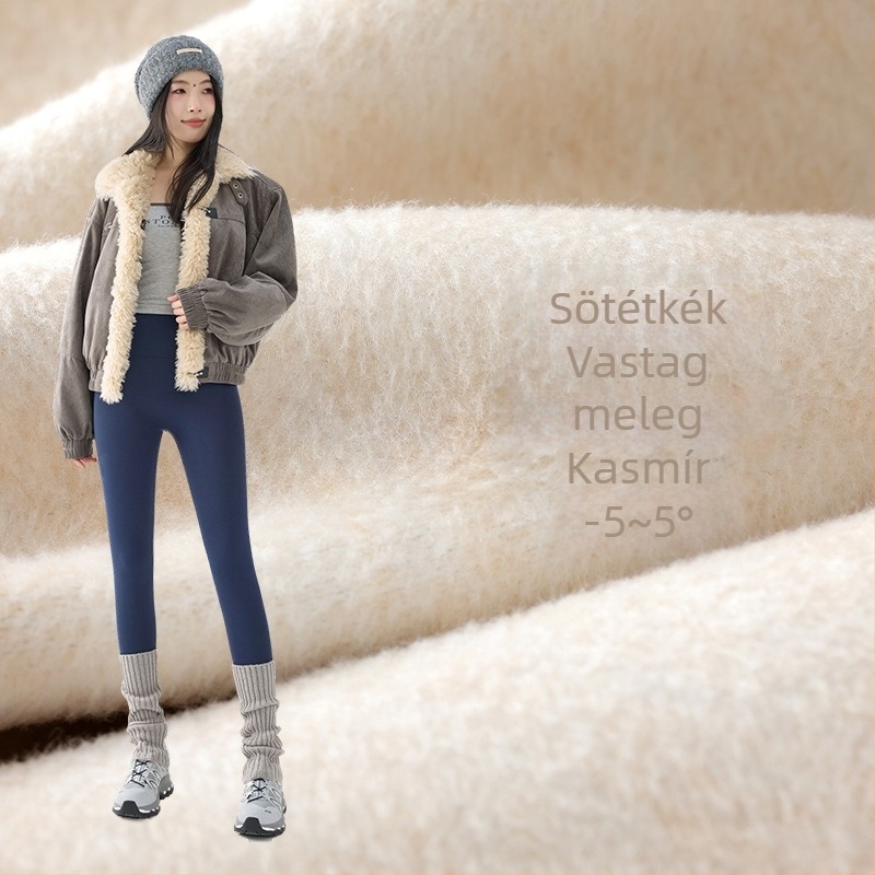 Női Sharkskin nadrág fleece béléssel ősz-télre, vastag, magas derekú és fenékemelő hatású, plusz méret, Barbie-stílus