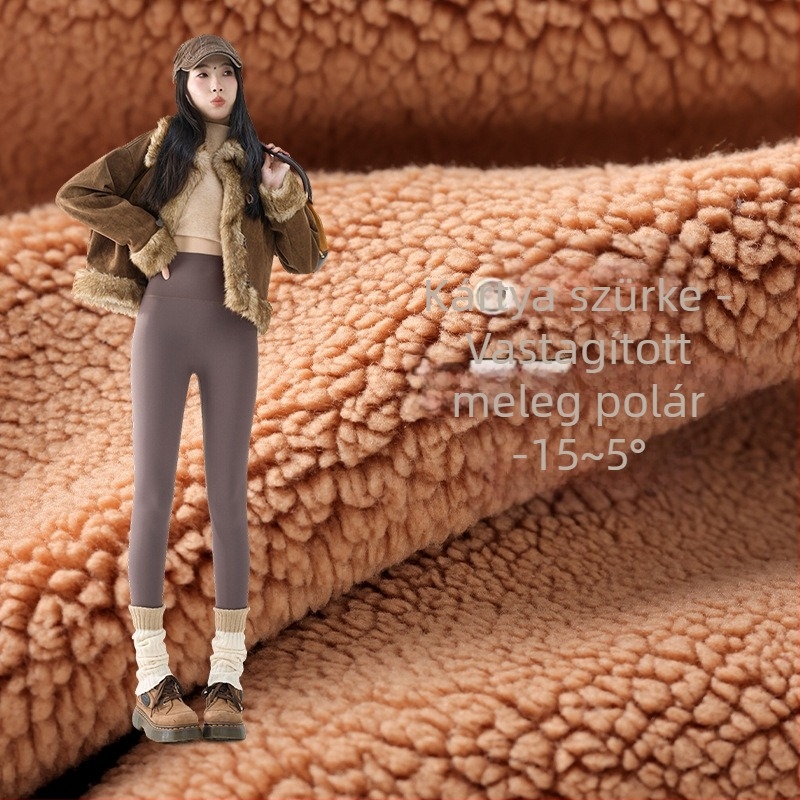 Női Sharkskin nadrág fleece béléssel ősz-télre, vastag, magas derekú és fenékemelő hatású, plusz méret, Barbie-stílus