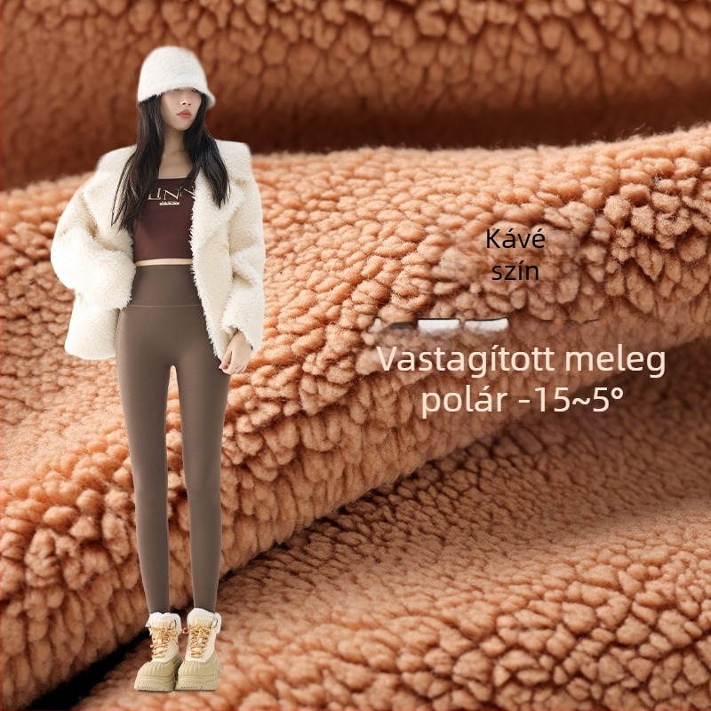 Női Sharkskin nadrág fleece béléssel ősz-télre, vastag, magas derekú és fenékemelő hatású, plusz méret, Barbie-stílus