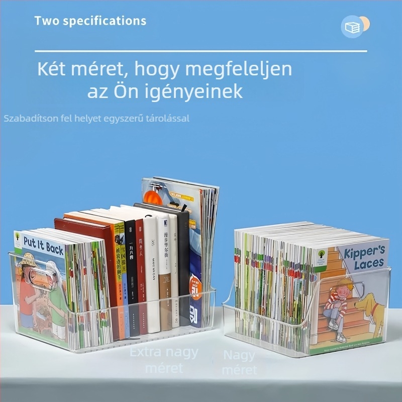 Átlátszó akril tartó gyerekek mesekönyveihez, asztali rendező könyvekhez, nagy kapacitású, egy szint.