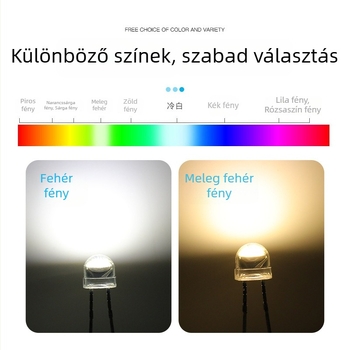 5 mm-es szalma sapka alakú LED gyöngy, fehér fény, 0,5 W, magas fényerő, modell F5