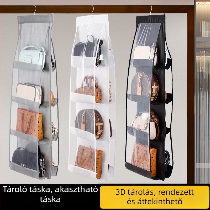 Kétoldalas, átlátszó függő tároló táska nemszövött anyagból, tartós garderobetároló a hálószobába, porvédett