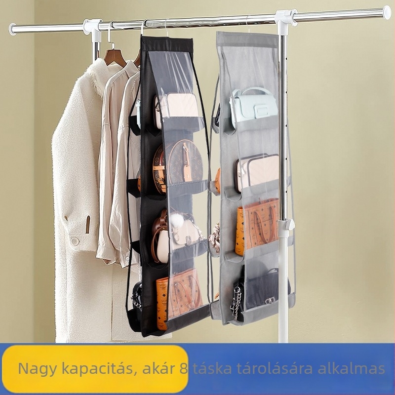 Kétoldalas, átlátszó függő tároló táska nemszövött anyagból, tartós garderobetároló a hálószobába, porvédett