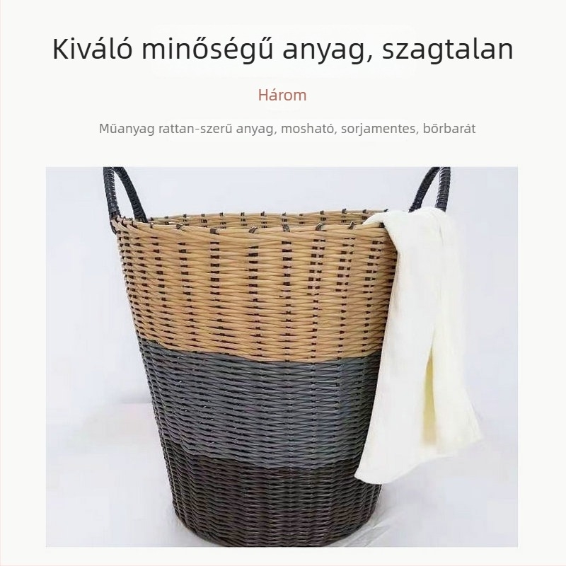 Műanyag fonott mosókosár piszkos ruhákhoz