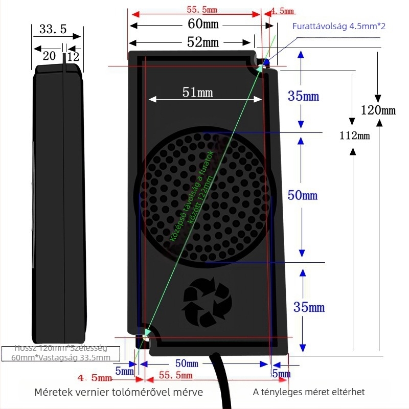 ERQU Erősítő és Hangszóróház, 12060, USB 5V Tápegység, Multimédiás Hangszóró, 8Ω/4Ω 3W