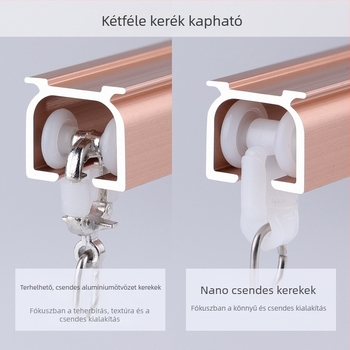 Alumínium ötvözetes függöny sín kettős sínnel, csendes felső szerelés, kampós típusú, teleszkópos görgős csúszó sín függönyökhöz