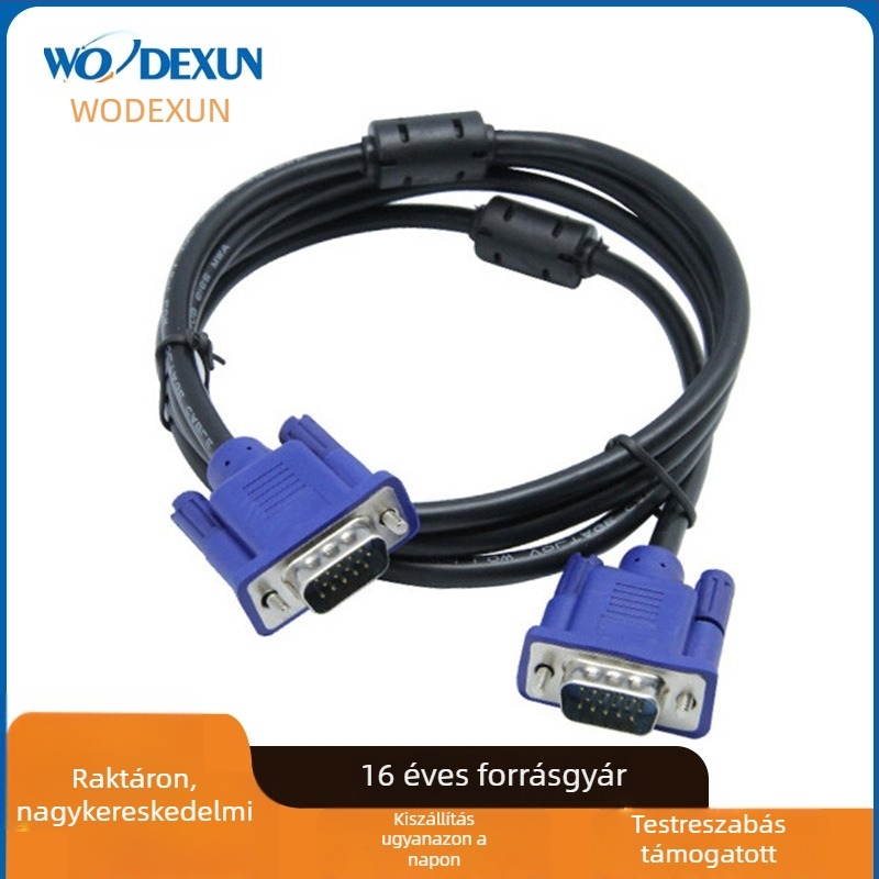 VGA-kábel, 15-pin, rézmaggal, hossz 1,5–10 m, számítógéphez, monitorhoz, TV-hez vagy projektorhoz