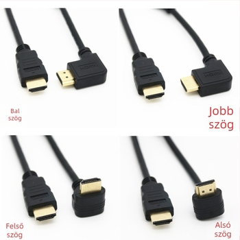 HDMI 90°-os sarokkábel TV-hez, PC-hez és monitorhoz – 4K felbontású adatkábel