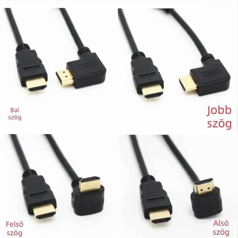 HDMI 90°-os sarokkábel TV-hez, PC-hez és monitorhoz – 4K felbontású adatkábel