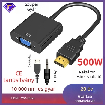 HDMI–VGA konverter kábel hanggal és tápegységgel