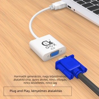 HDMI–VGA konverter kábel hanggal és tápegységgel