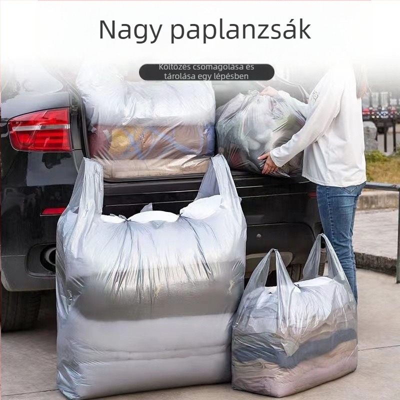 Nagy méretű ezüst-szürke költöztető tároló táska kézi fogantyúval