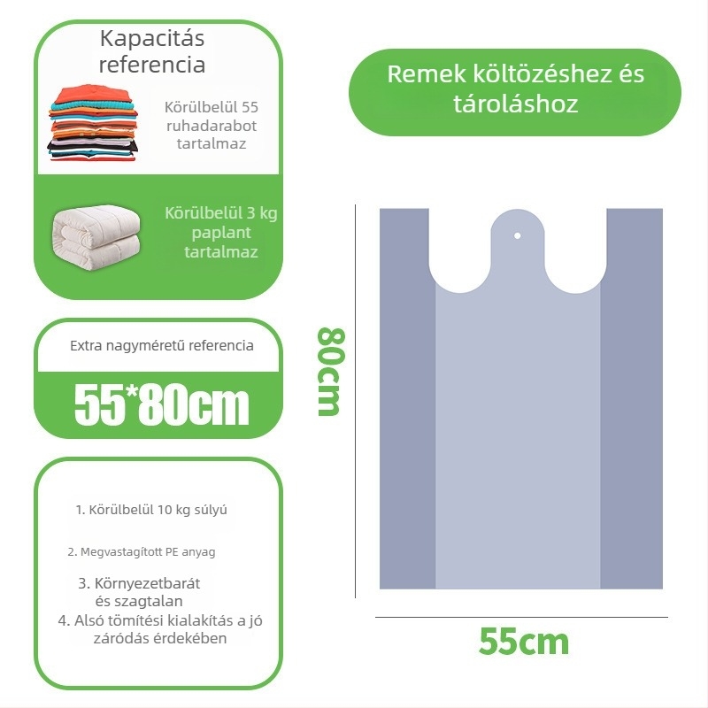 Nagy méretű ezüst-szürke költöztető tároló táska kézi fogantyúval