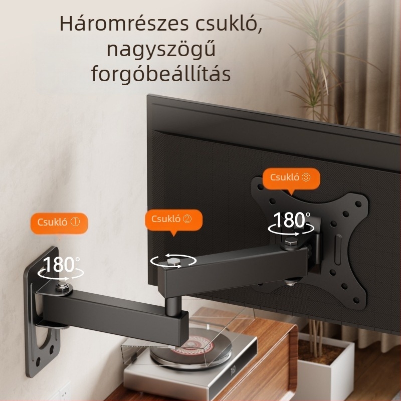 Általános falra szerelhető TV- és LCD-monitor tartó, forgó és kinyújtható kar