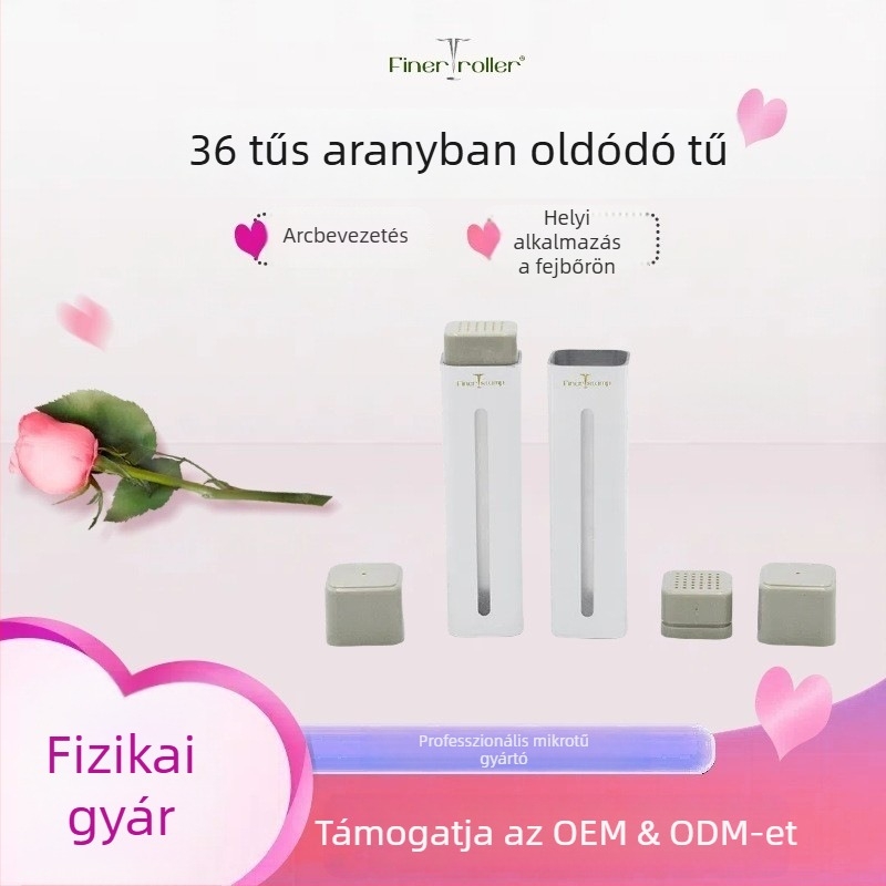 36 tűs arany vízoldható mikro-tűnyomda arcra és a fejbőrre, mérőskálával, hidratáló eszköz otthoni használatra