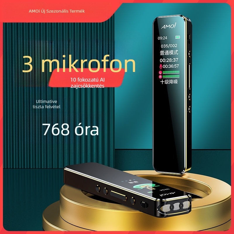 HD digitális diktofon ultrahosszú üzemidővel, iskolai használatra, beszédből szövegbe átalakítva