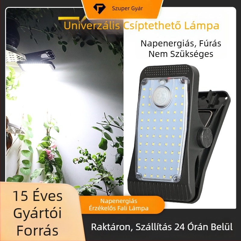 Napelemes falikar mozgásérzékelővel, kültéri vízálló