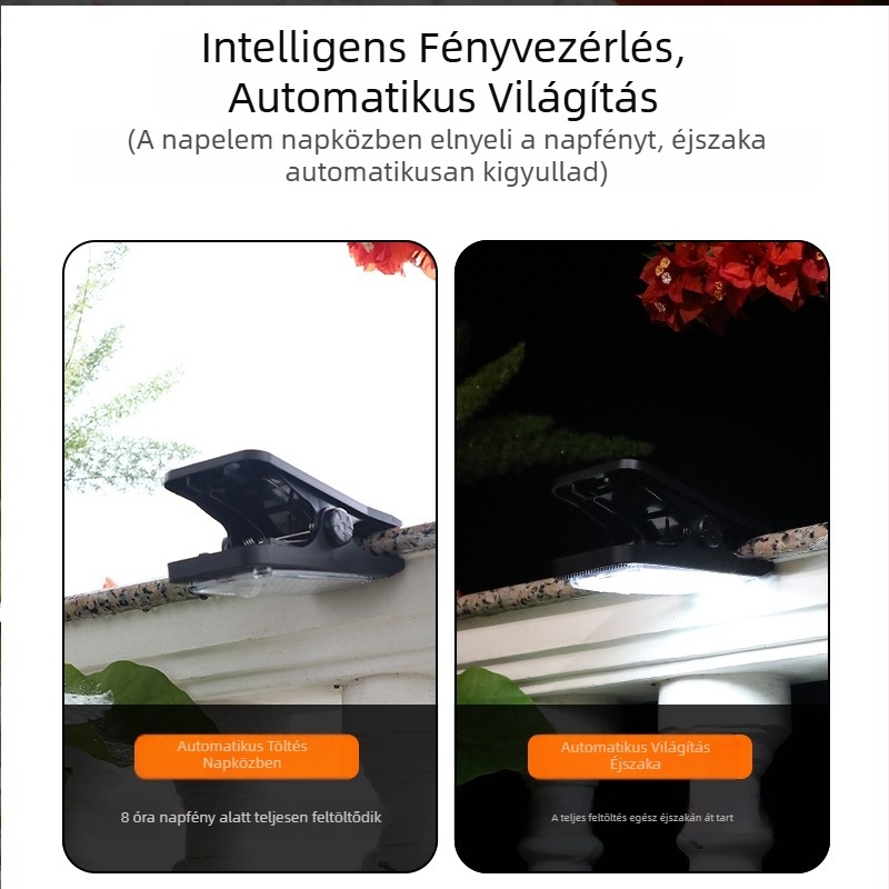 Napelemes falikar mozgásérzékelővel, kültéri vízálló