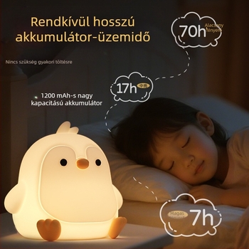 Pingvin szilikon éjszakai lámpa, hosszú akkumulátor-üzemidő, intelligens szenzor, újratölthető környezeti világítás
