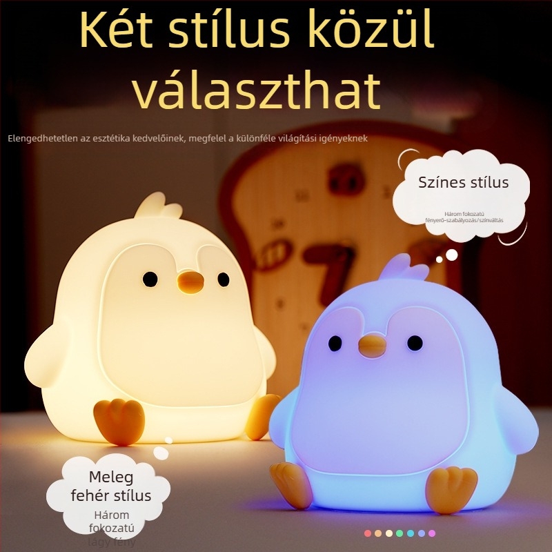 Pingvin szilikon éjszakai lámpa, hosszú akkumulátor-üzemidő, intelligens szenzor, újratölthető környezeti világítás