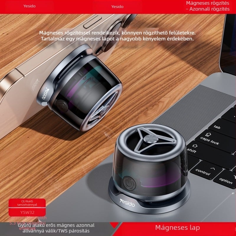Yesido Bluetooth hangszóró, hordozható, mini környezeti fény, mágneses dizájn