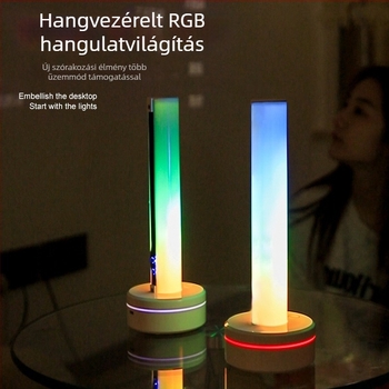 Kreatív hangvezérlésű RGB környezeti lámpa íróasztalhoz, zenével és USB éjjeli fénnyel