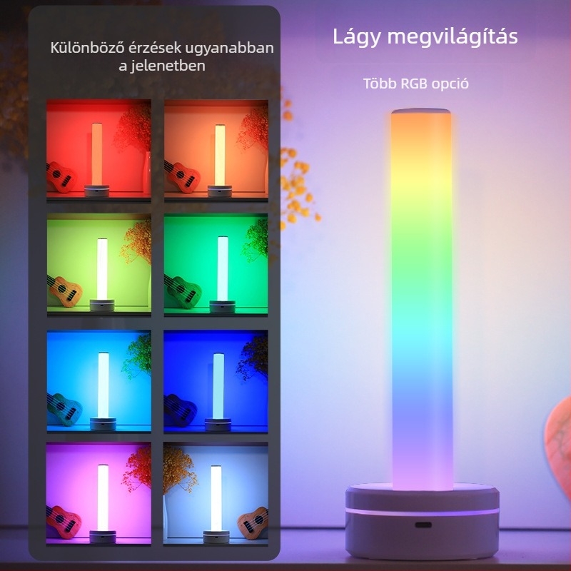 Kreatív hangvezérlésű RGB környezeti lámpa íróasztalhoz, zenével és USB éjjeli fénnyel