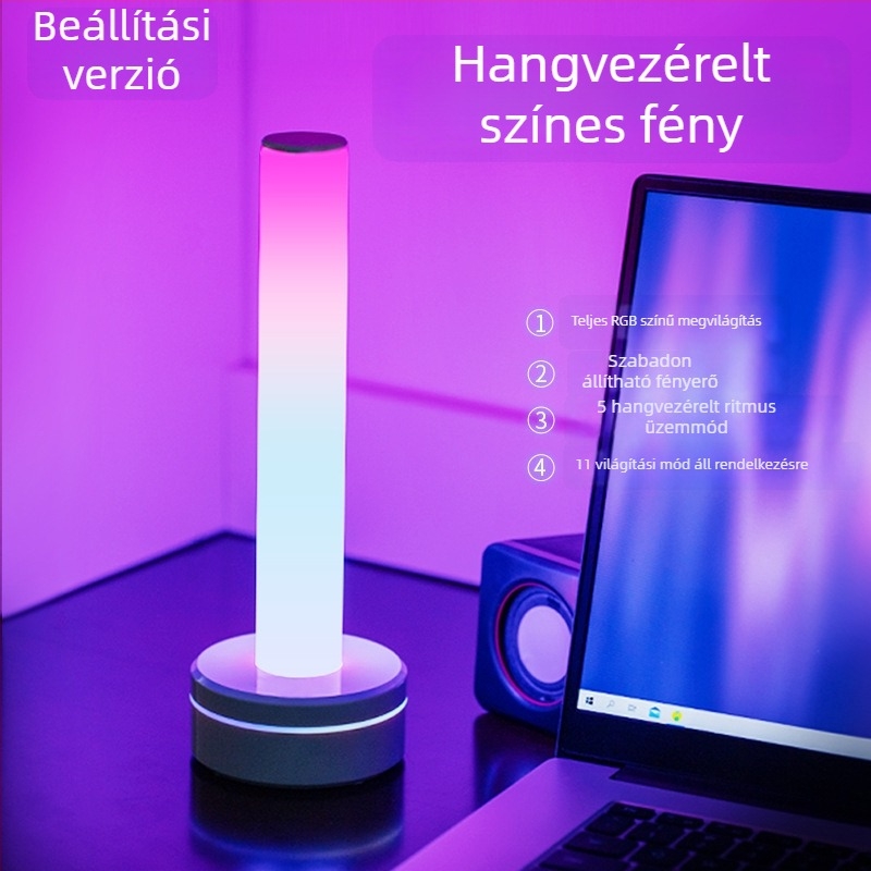 Kreatív hangvezérlésű RGB környezeti lámpa íróasztalhoz, zenével és USB éjjeli fénnyel